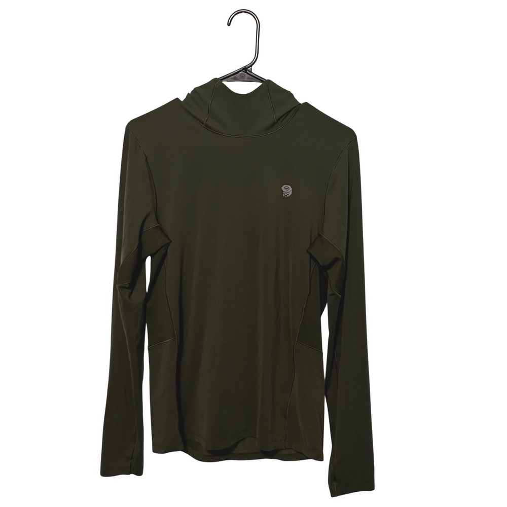 Mountain Hardwear Ghee Hoodie Mens Small Green Hooded Baselayer Top Lightweight
